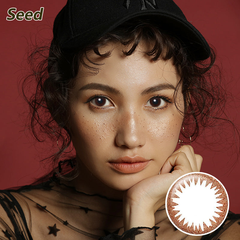 Japan Seed mixed blood size diameter Coffret disposable daily color contact lenses Light Brown