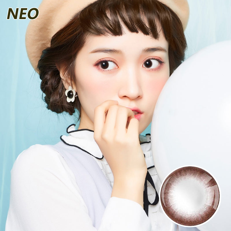 Korea imported Neo Vision mixed blood size diameter small black ring disposable yearly color contact lenses Chocolate Color Three Generations