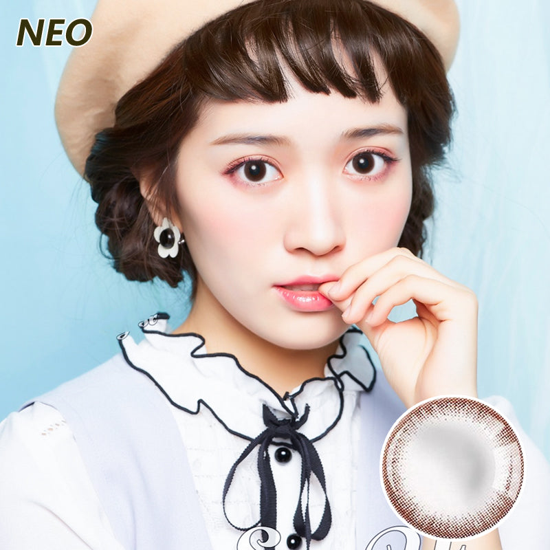 Korea imported Neo Vision mixed blood size diameter small black ring disposable yearly color contact lenses Chocolate Color Generation