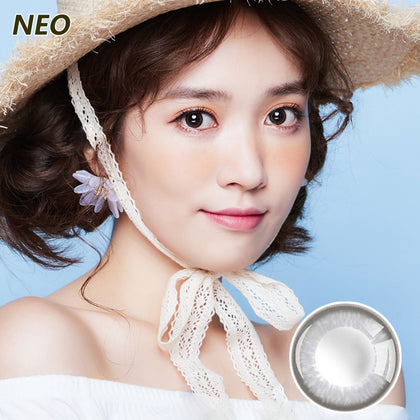 Korea imported Neo Vision mixed blood size diameter small black ring disposable yearly color contact lenses Small Gray Ring