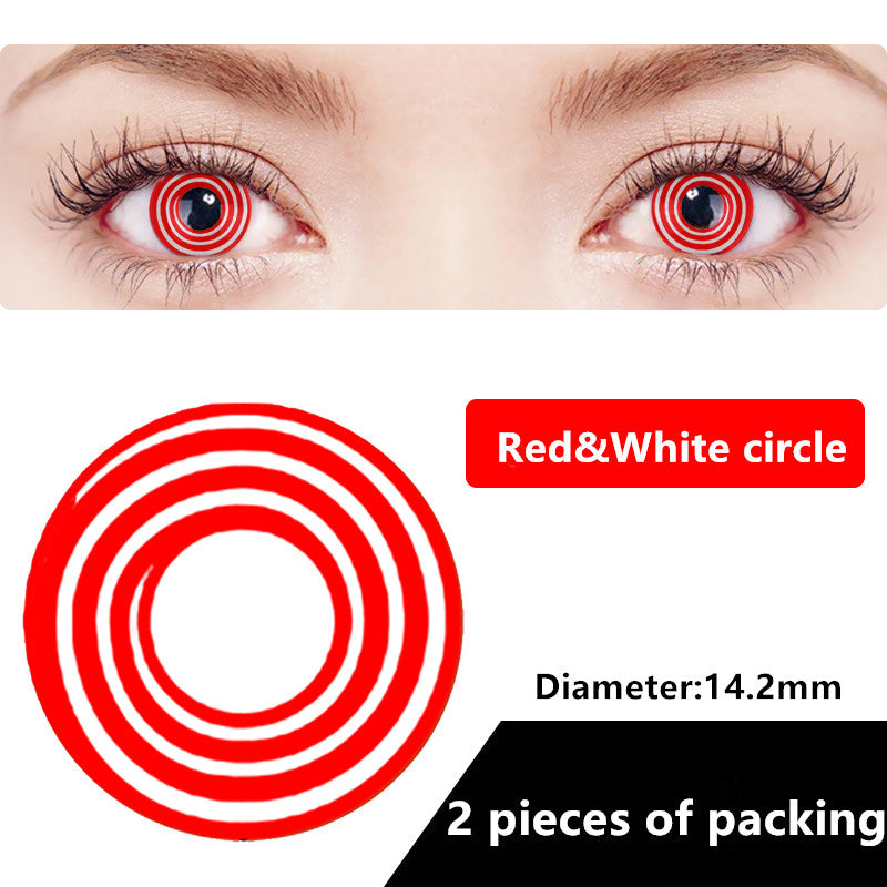 Halloween & cosplay Yearly Color Contacts Red&white circle (2pcs/box)